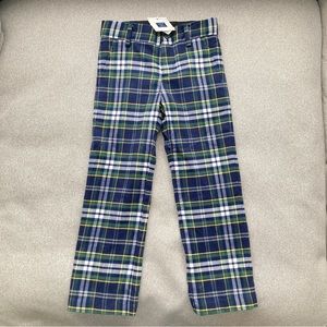 NWT Janie & Jack Green Blue Plaid Lined Pants Boys Size 5